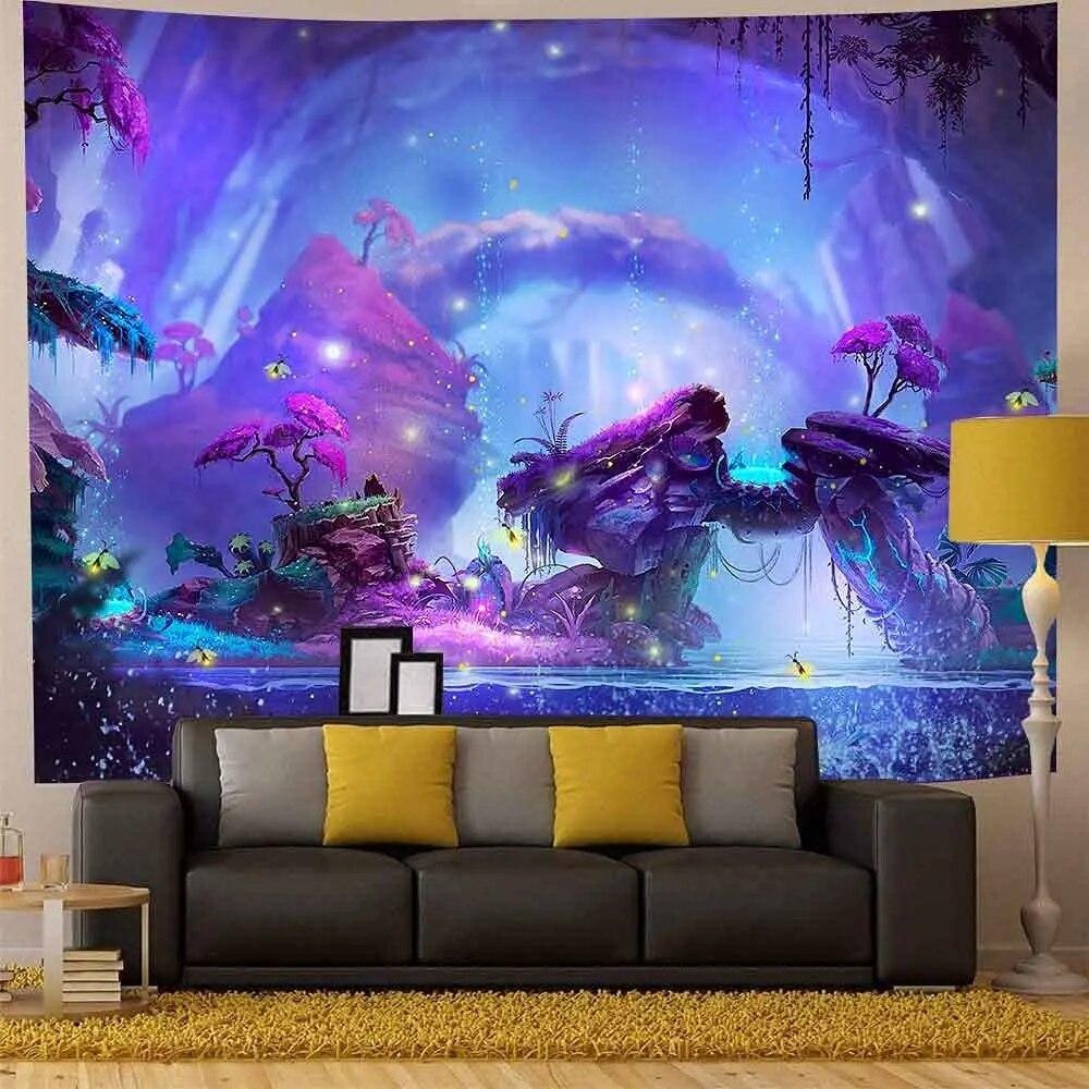 Волшебный лесной растительный гобелен, загадочная сцена мечты, настенный подвес для спальни, гостиной, общежития, украшение дома