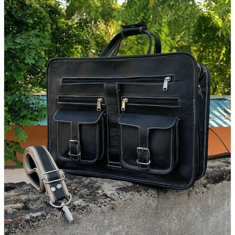Leather Briefcase Men, Laptop Messenger Bags for Men and Women Best Office School College Satchel Bag Leather Office Bag for Men