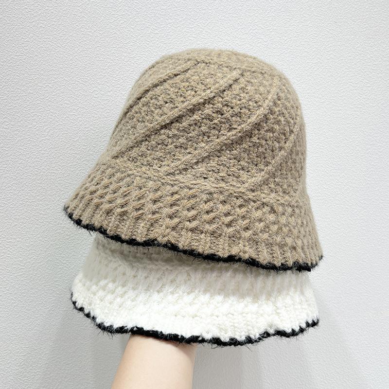 Осень и Зима Новая Шляпа Рыбака Универсальная Японская Вязаная Шляпа с Кружевом Теплая Повседневная Шляпа