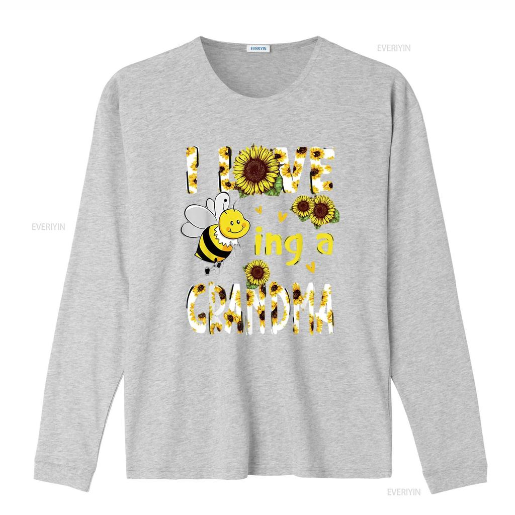 T Shirt for Women Mother s Day I Love Being A Grandma Sunflower Bee Casual Tops Black 2X Large vintage Washed Stretched