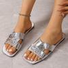 Large Size Flat-bottomed Cool Slippers Casual Wear Simple and Fashionable Square Head Vacation Beach Sandals