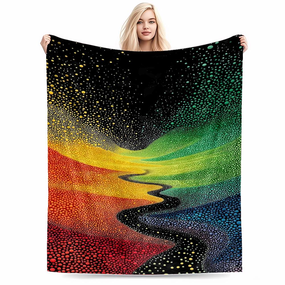 Colorful Abstract blanket with Rainbow Dotted Design for blanket, suitable for use in the bedroom, living room, on the sofa