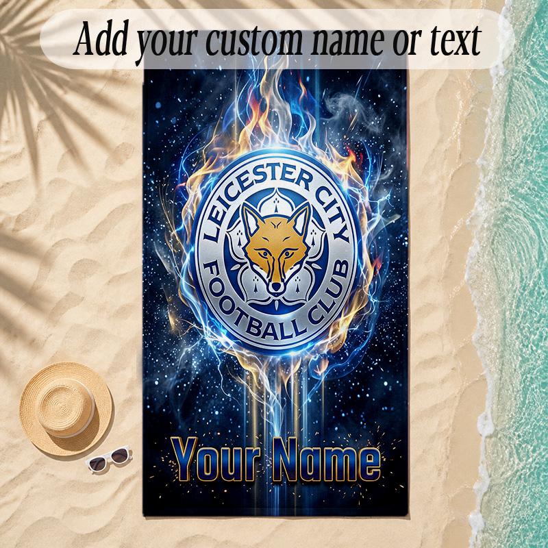 Beach TowelLeicester City Custom Name Text Personalized Soft Towel for Beach Pool Indoor Home Decor Gift