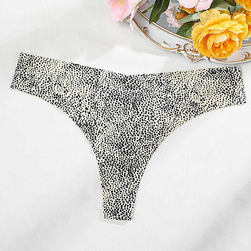 Сексуальные стринги большого размера с леопардовым принтом, низкая посадка, ледяной шелк, хлопковая ластовица - Европейский и американский стиль