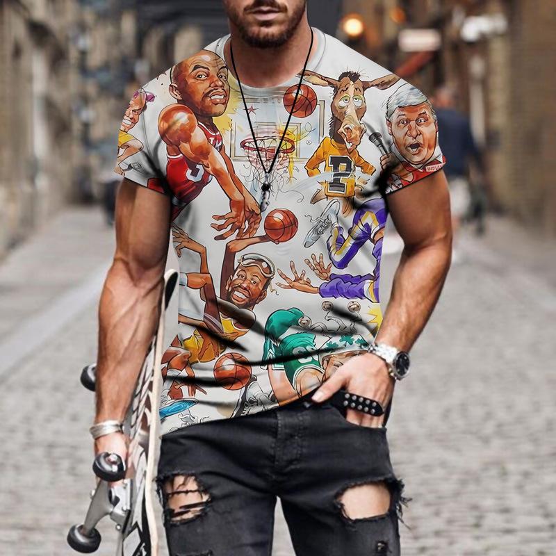 Cartoon Mens Pattern Tees Letters Summer T Shirts Men Streetwear 3D Print T Shirt Fashion O Neck Short Sleeve Tops
