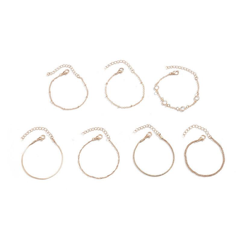 Новые простые и универсальные геометрические украшения из тонкой цепочки для женщин, смешанная и сочетающаяся цепочка «змеиная кость», цепочка «коробка», браслет с кристаллами.