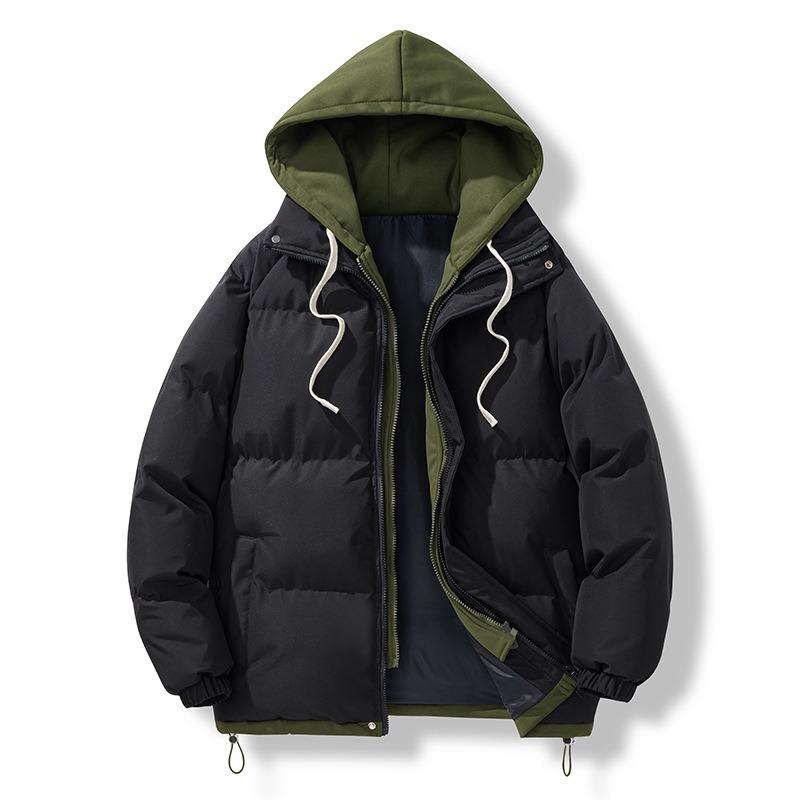 2025 Хлопковая куртка Мужская куртка Зимняя с капюшоном Имитация двух частей Утолщенная Парная Зимняя одежда Теплая Пуховая Трендовая Хлопковая куртка