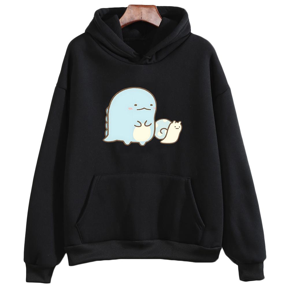 Толстовка с рисунком Dinasour Kawaii Sumikko Gurashi, толстовки для девочек, повседневные пуловеры с длинными рукавами и рисунком для женщин и мужчин, топы