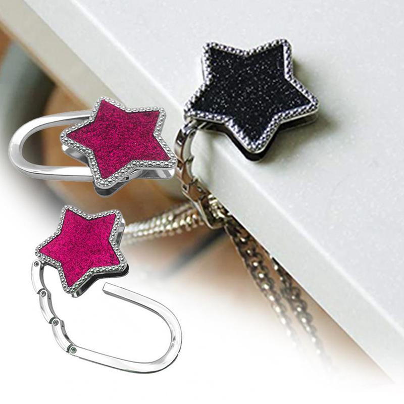 1Pcs Creative Bag Hook Shiny Folding Zinc Alloy Star Table Edge Handbag Hanger