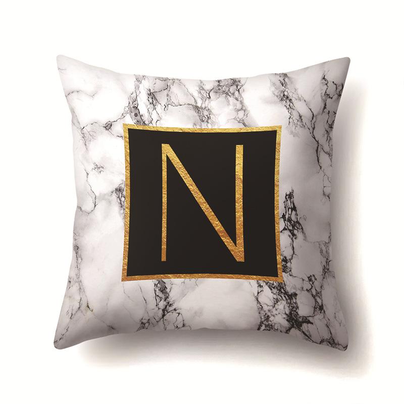 Полиэстеровая наволочка Домашняя Принт Мрамор Черный Золотой Наволочка 26 Английских Букв Наволочка
