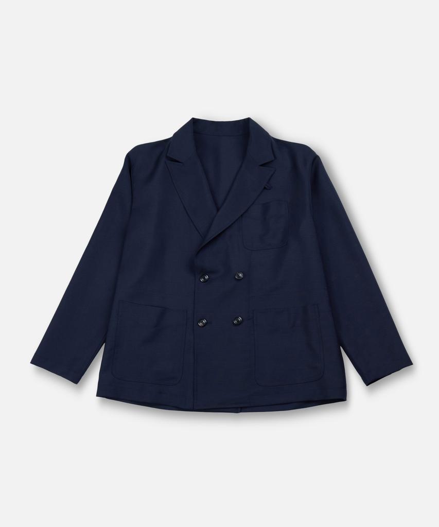WARDROBE STANDARD Fresco Wool Double Jacket Navy