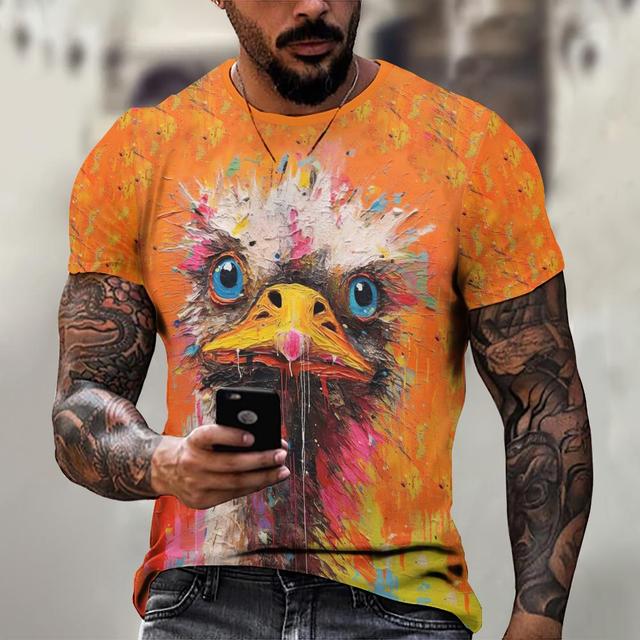 Летняя футболка с короткими рукавами и животными для мужчин, повседневная футболка с 3d узором и принтом, модная уличная одежда больших размеров, мужская футболка, спортивная одежда
