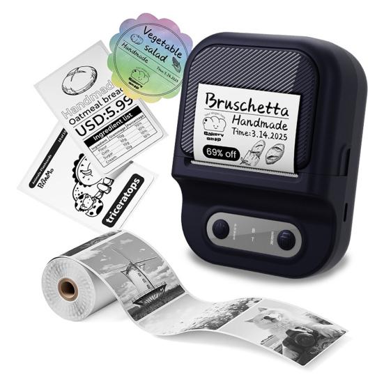 Машина для печати этикеток Портативный термопринтер этикеток Совместимый с Bluetooth Мини-принтер этикеток с лентой для маленьких