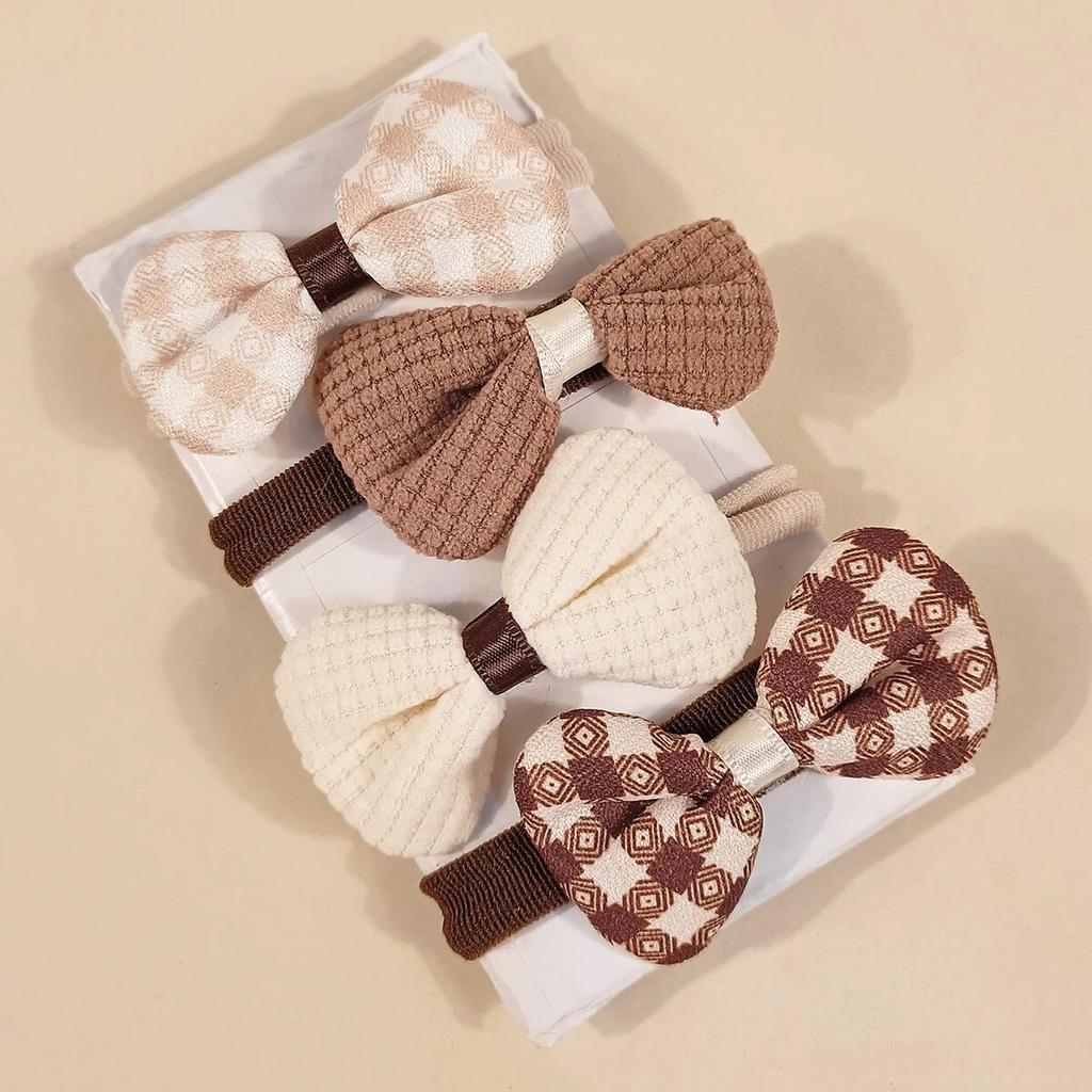 4Pcs Flower Girls Elastic Hair Bands Sweet Bow Hair Ties Children Ponytail Holder Rubber Band Headband Kids Hair Accessories