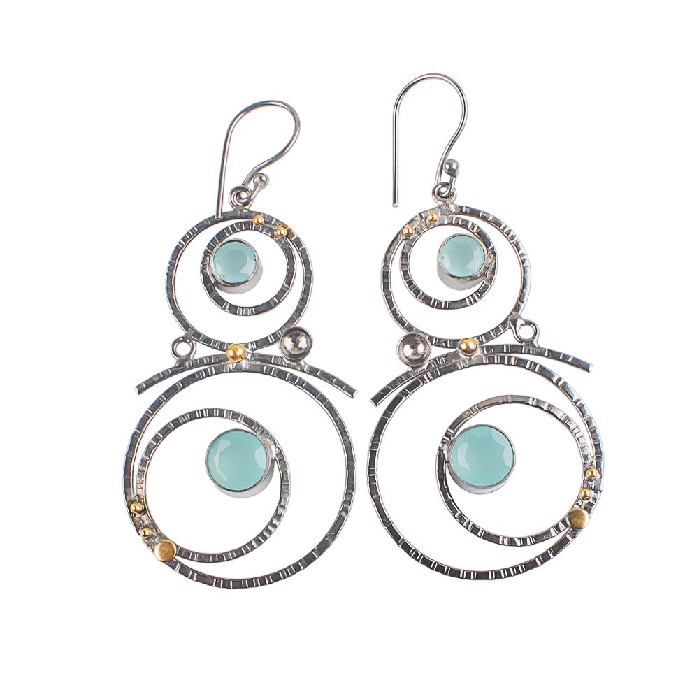 Камень Аква Халцедон Ювелирные изделия из стерлингового серебра 925 пробы Серьги-капли 2,86" EE-76-8