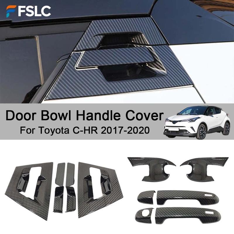 Cars Accessories Door Bowl Handle Cover For Toyota C-HR 2017- Carbon Fiber Silver Car Decoration Styling Upgrade