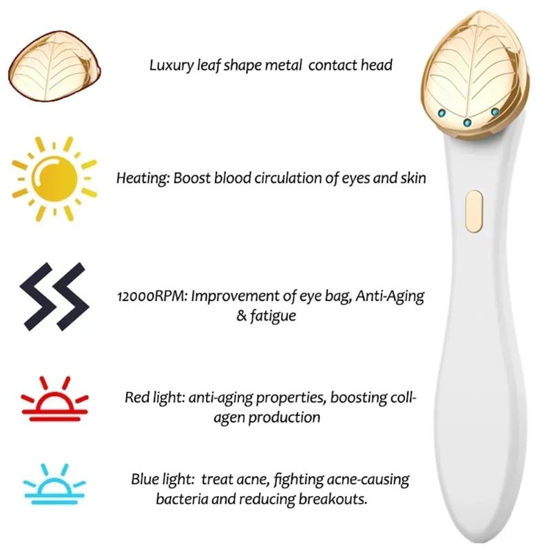 Красный Синий Свет Прибор для Красоты Глаз Микротоковый Нагревающий Подтягивающий Против Морщин Лифтинг Лица Массажер для Глаз и Шеи Уход за Кожей Красота