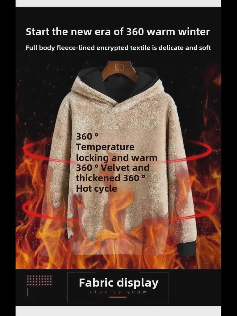 Мужской костюм из толстой овечьей шерсти с капюшоном - повседневный кардиган на молнии для осени и зимы