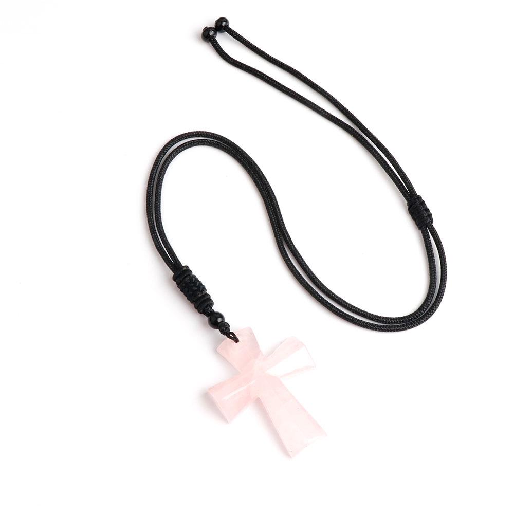 Ожерелье с крестом из агата - полудрагоценный камень, рождественский подарок, цепочка для свитера