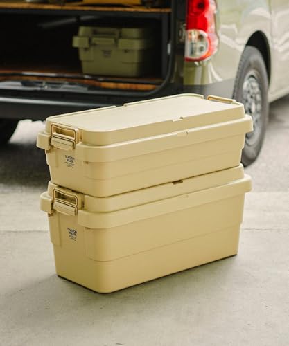 GORDON MILLER Stackable Trunk Cargo, 40L, Low-Profile Storage Box with Lid, Large Capacity, Stackable, Coyote Beige, 01680033