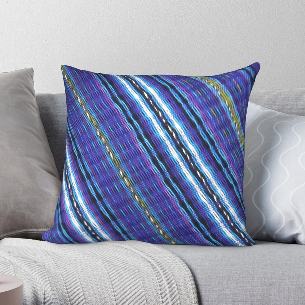 Guatemalan Blue Stripes Square Pillowcase Polyester Linen Velvet Printed Zip Decor Pillow Case Car Cushion Cover