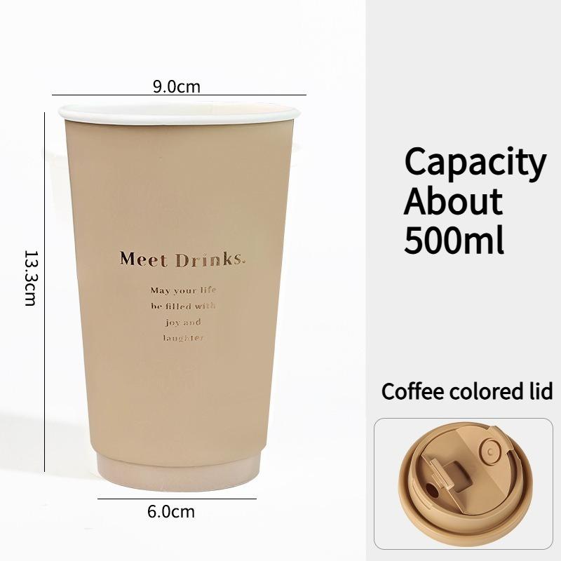Environmentally Friendly Thickened Paper Cup Hot Stamping Coffee Cups Anti Scalding Hot Drink Cup with Lid Sealed Anti-seepage Disposable Cups