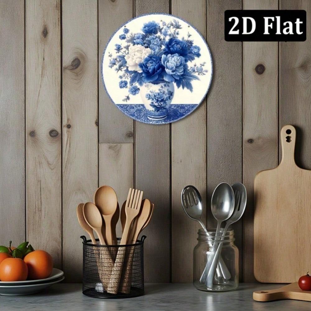 Плоская круглая металлическая табличка 2D, 8 дюймов, белая, настенный декор для дома, кафе, кухни, ресторана, квартиры, атмосфера