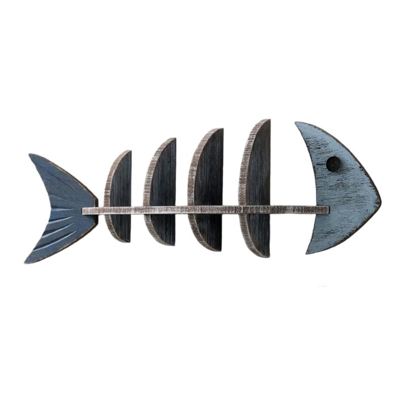 Фермерские дома Синее Дерево Рыба Настенное Искусство Подвесная Полка с Античной Отделкой для Дома у Озера Кабинет Ванная Комната Органайзеры для Хранения