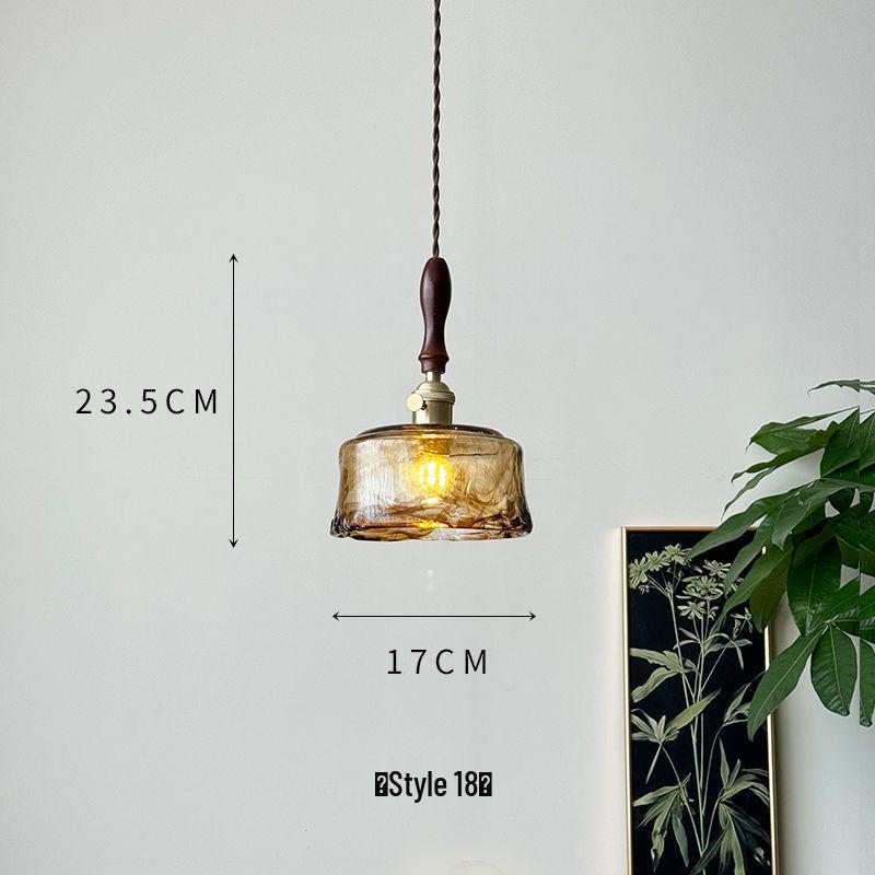 Vintage Walnut & Brass Glass Pendant Light for Bar, Counter, or Bedroom