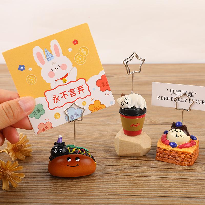 Japanese Coffee Sandwich Message Holder, Photo Holder, Office Desk Decoration Resin Ornament Note Holder, 6 Styles Gift School