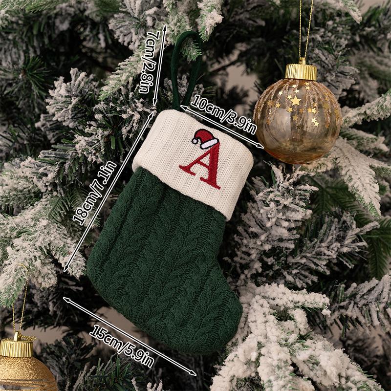 Christmas Stocking Knitting Snowflake Letter Socks Christmas Decoration For Home Christmas Alphabet Knitting Sock New Year  Gift