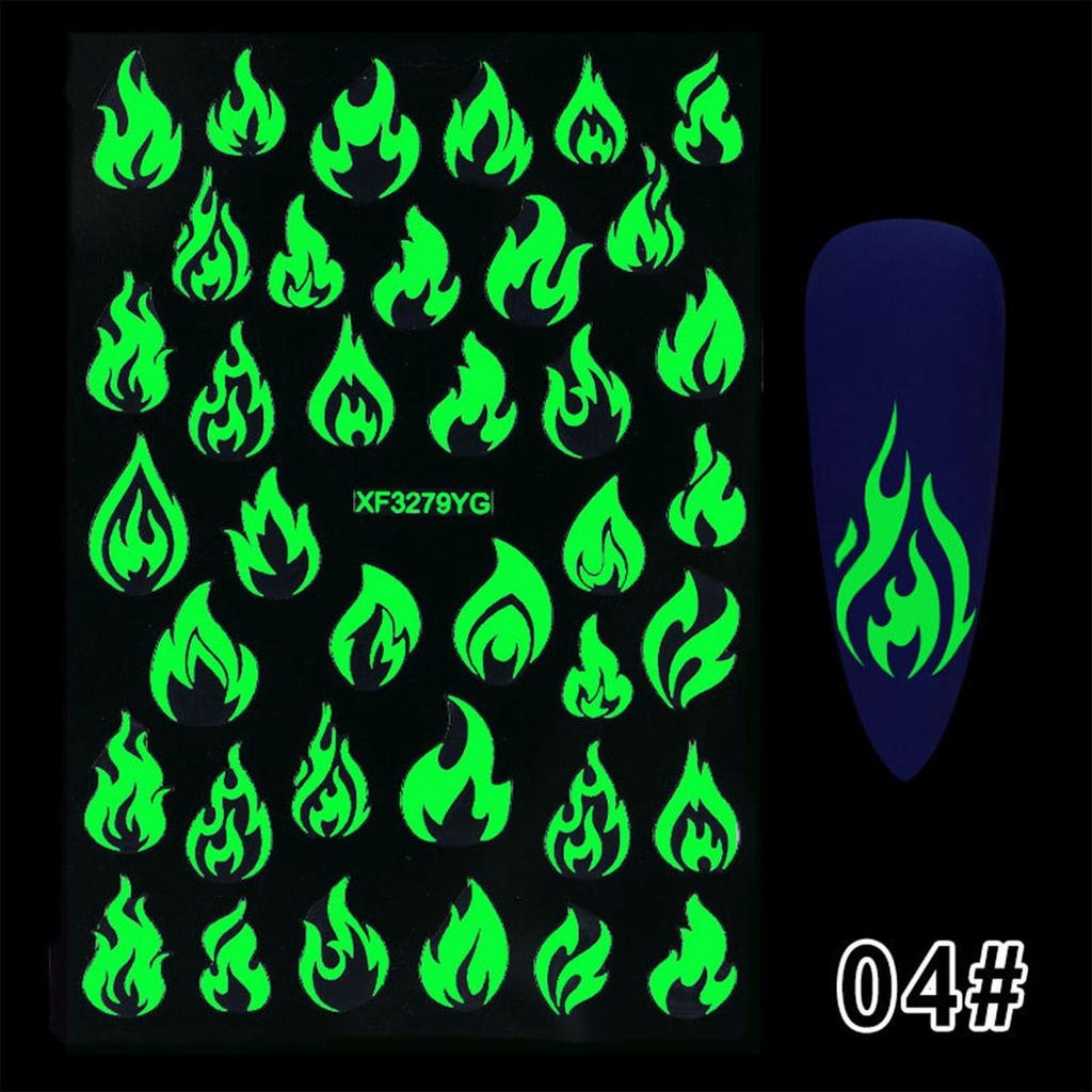 Светящиеся наклейки на Хэллоуин, самоклеящиеся наклейки для ногтей, светящиеся в темноте