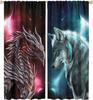 Шторы Fantasy Galaxy для домашнего декора, шторы для гостиной, серебристый механический дракон, черные шторы, шторы 3D Wolf, Window T