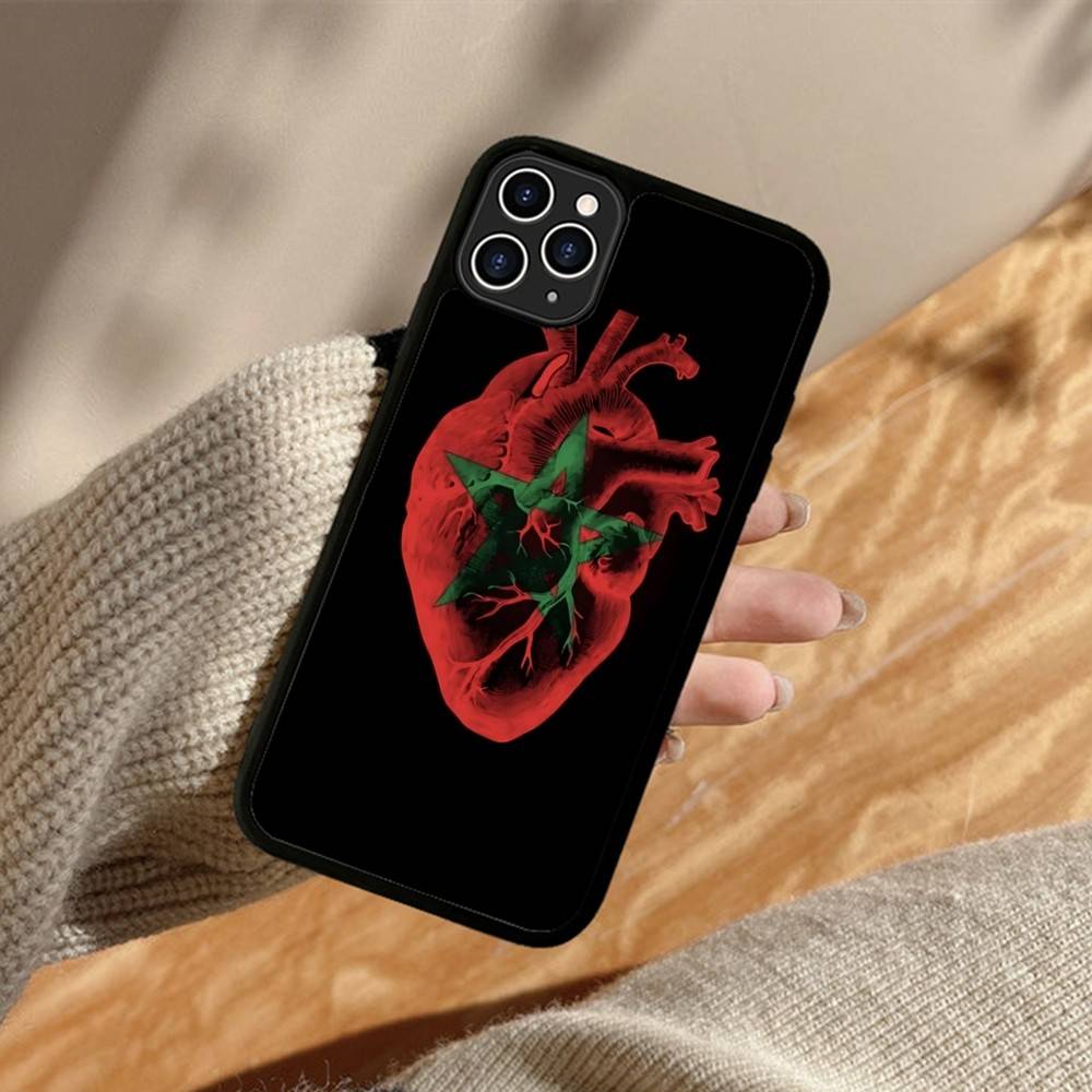 Чехол для телефона с картой и флагом Марокко для IPhone 11 12 13 14 15 16 17 Pro Max Plus PC+TPU