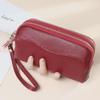 "European & American Fashion Genuine Cowhide Leather Long Wallet with Double Zipper: Large Capacity Ladies' Handbag & Mobile Phone Bag"
