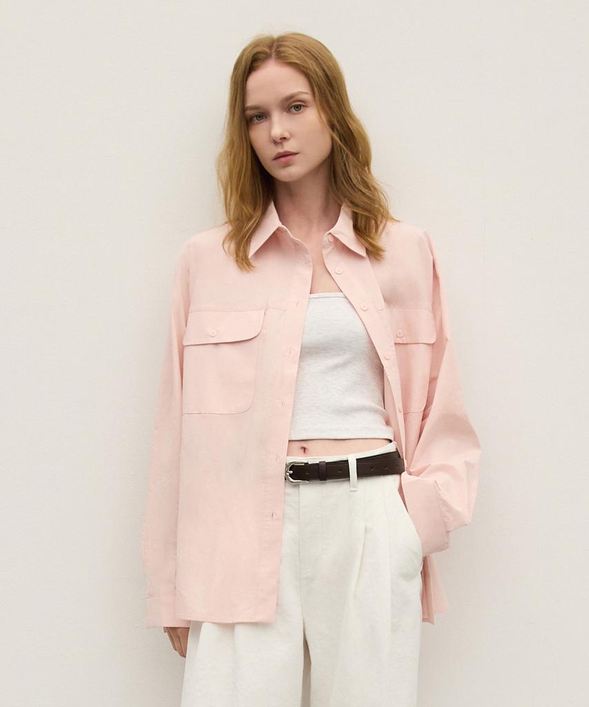 WAARFORWOMAN Ws-05 Pocket Loose Shirt_Pink