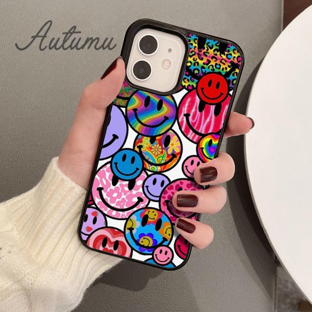 Крутой чехол для телефона Smiley для iPhone 11 12 13 14 Pro Max mini X XR XS SE 2020 5 6S 7 8 Plus Samsung Galaxy S21 S22 Cover shell