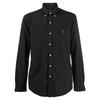 Polo вышитый логотип Slim Fit с воротником на пуговицах и длинным рукавом рубашки мужские черные 710772288-001