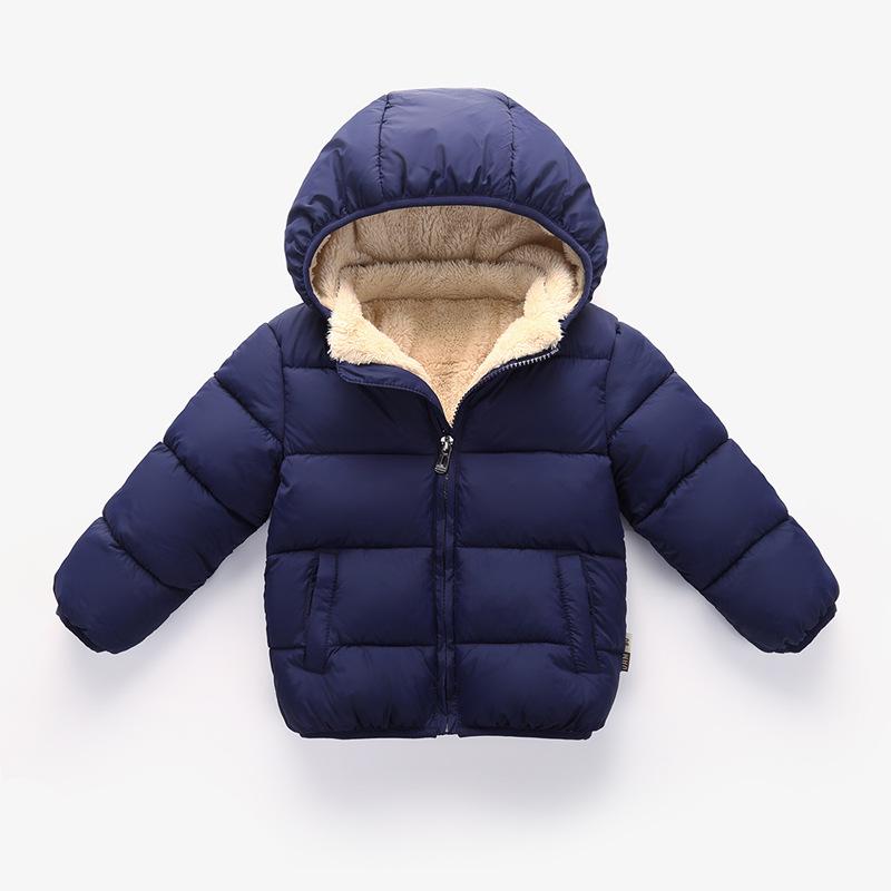 Winter 2025 Cotton Hooded Children's Down Jacket with Fleece Lining - Thickened for Boys and Girls
