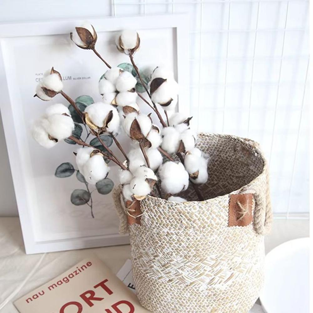 Naturally Cotton Artificial Plants Floral Branch Wedding Outdoor Garden Courtyard Festival Party Vase Home Table Decor DIY Gifts