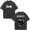Rapper Kendrick Lamar DAMN Washed T-shirts Men's Women Clothing Fashion Vintage Casual Oversized Short Sleeve T Shirt Streetwear