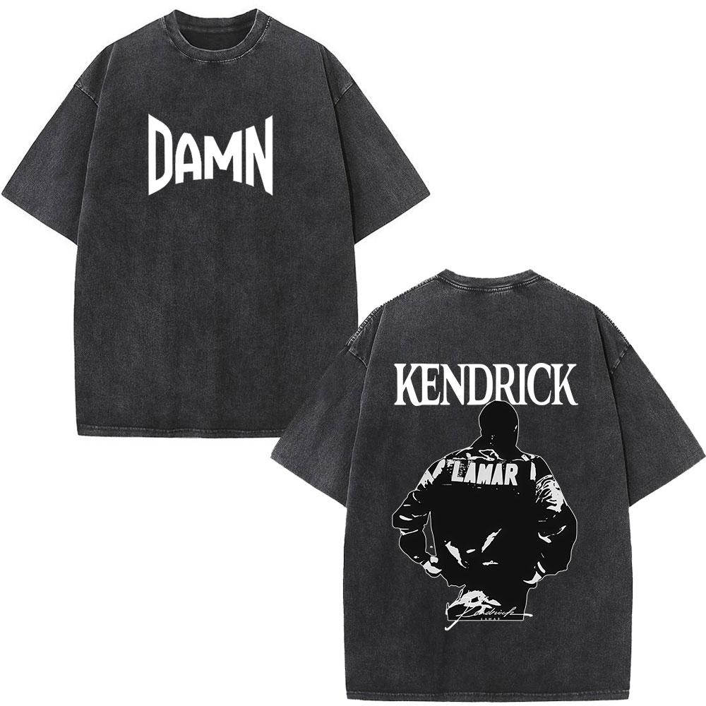 Rapper Kendrick Lamar DAMN Washed T-shirts Men's Women Clothing Fashion Vintage Casual Oversized Short Sleeve T Shirt Streetwear