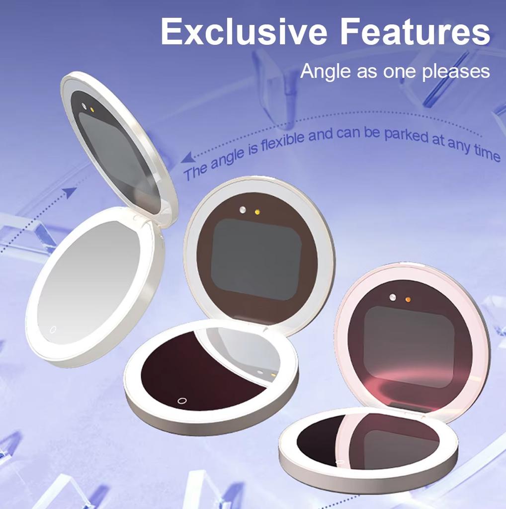 Sunscreen UV Mirror Smart Portable Compact Handheld Mini Makeup Vanity Beauty Pocket Cosmetic Travel Fill Light Home Art Deco