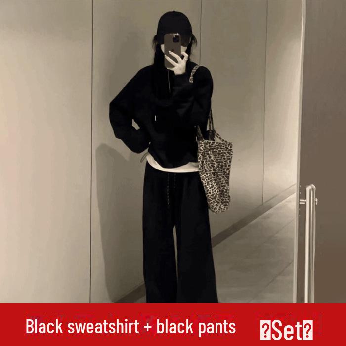 Женский повседневный осенний костюм: Комплект из двух предметов: облегающие брюки с высокой талией и свободный свитер