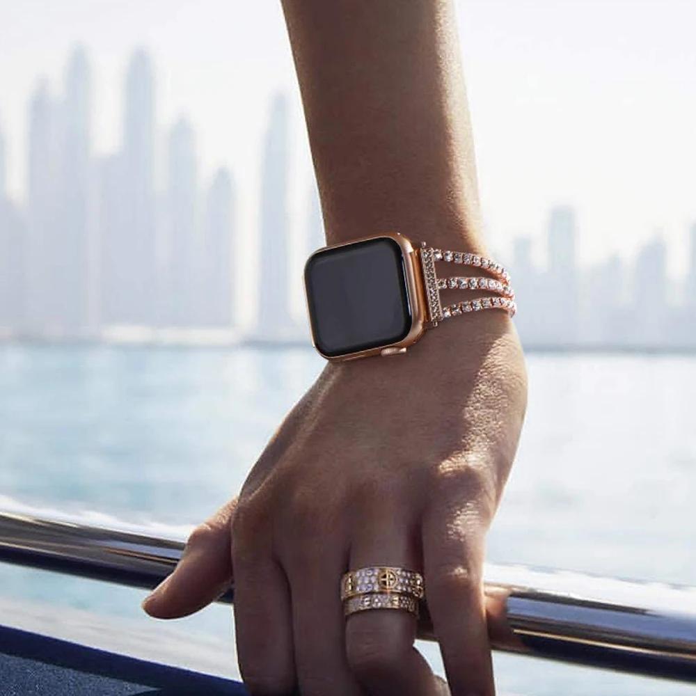 Diamond Strap for Apple Watch Ultra Band 49mm 45mm 41mm 44mm 40mm 42mm 38mm Women Metal Bracelet Iwatch Series 8 6 5 4 3 Se 7