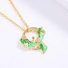 Creative Handmade Epoxy Green Leaf Pendant Necklace 925  Ladies Party Birthday Jewelry Gift