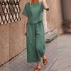 Women Summer Casual Outfits Half Sleeve T-shirt and Trousers Two Piece Suit Set