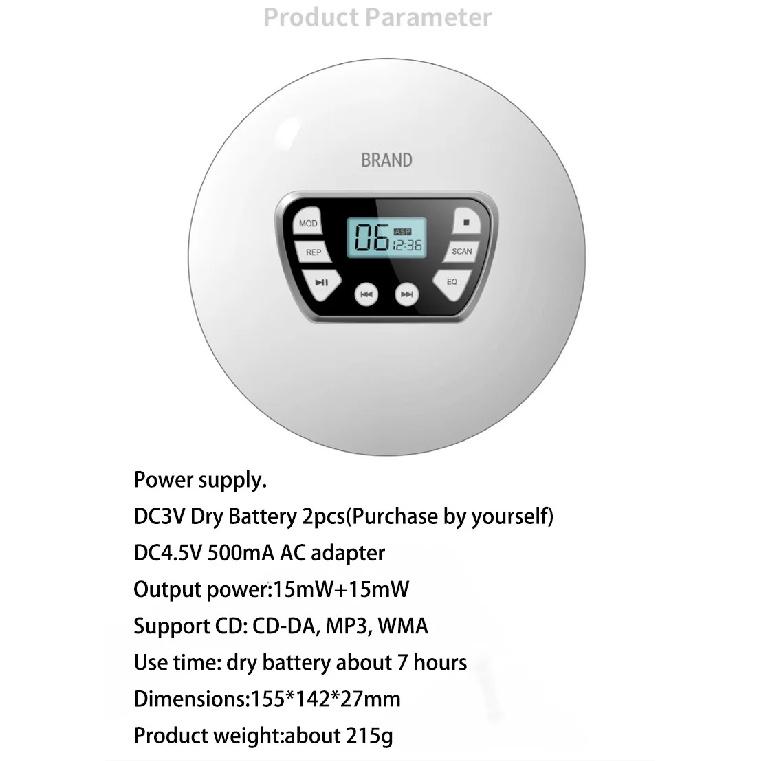 Convenient white and black two-color record player portable CD Walkman Smart Bluetooth player portable fetus machine