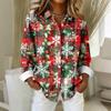 Women's Shirt Blouse Christmas Print Button Long Sleeve Casual Basic Shirt Collar Regular Top