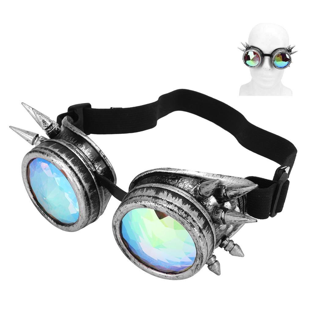 Очки для Хэллоуина Калейдоскоп Рейв Радужные хрустальные линзы Регулируемые Триповый Психоделический Стимпанк